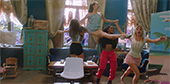 Still image of Roommates Paloma (Nataly Santiago), Barlow (Juliet Doherty), KeKe (Kerrynton Jones) and Ava (Sofi Tyler).